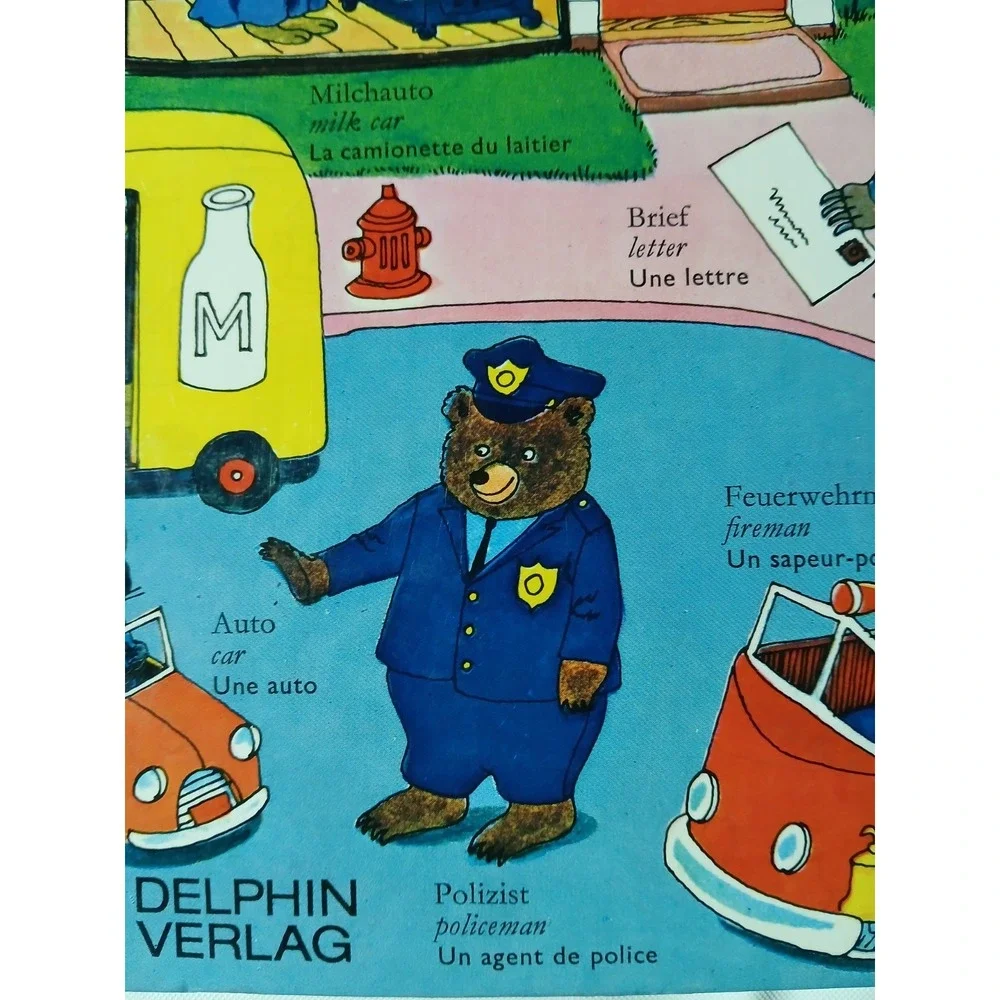 1975 RICHARD SCARRY DICTIONARY (English,‎ German,French) Worterbuch Vtg Rare